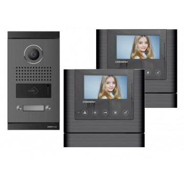 Video intercom system with 2 video subscribers and RFID access control