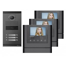 Video intercom system with 3 video subscribers and RFID access control