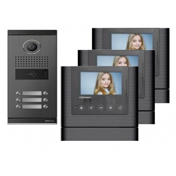 Video intercom system with 3 video subscribers and RFID access control