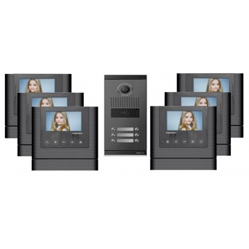 Video intercom system with 6 video subscribers and RFID access control