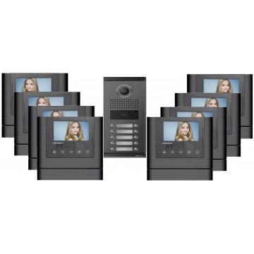 Video intercom system with 8 video subscribers and RFID access control